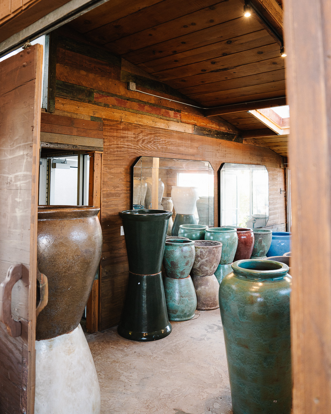 Glazed ceramic planters in the Casa Del Lobo showroom